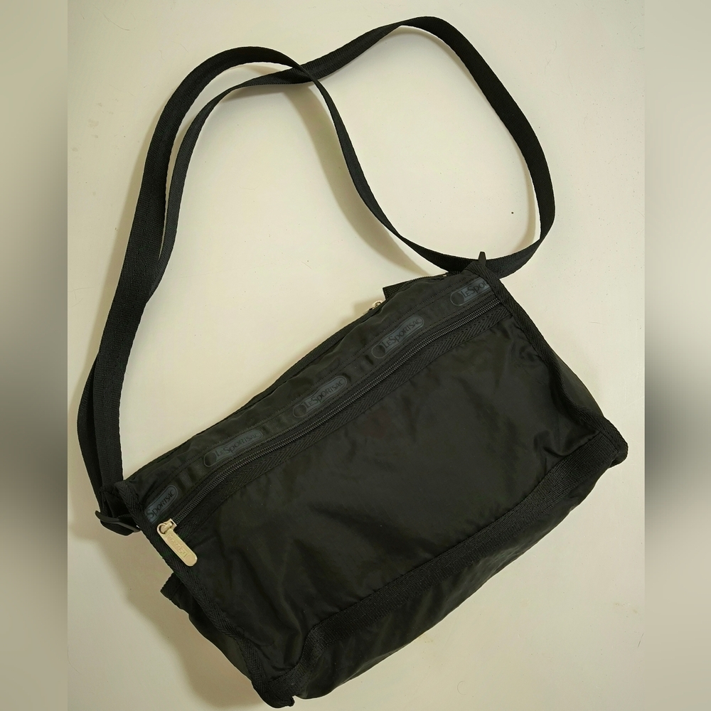 New LeSportsac Black Crossbody Bag with Matching Small Pouch